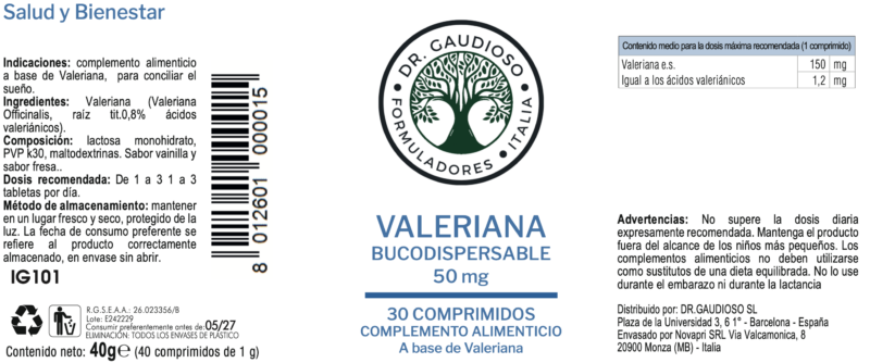 VALERIANA BUCODISPERSABLE 50 mg